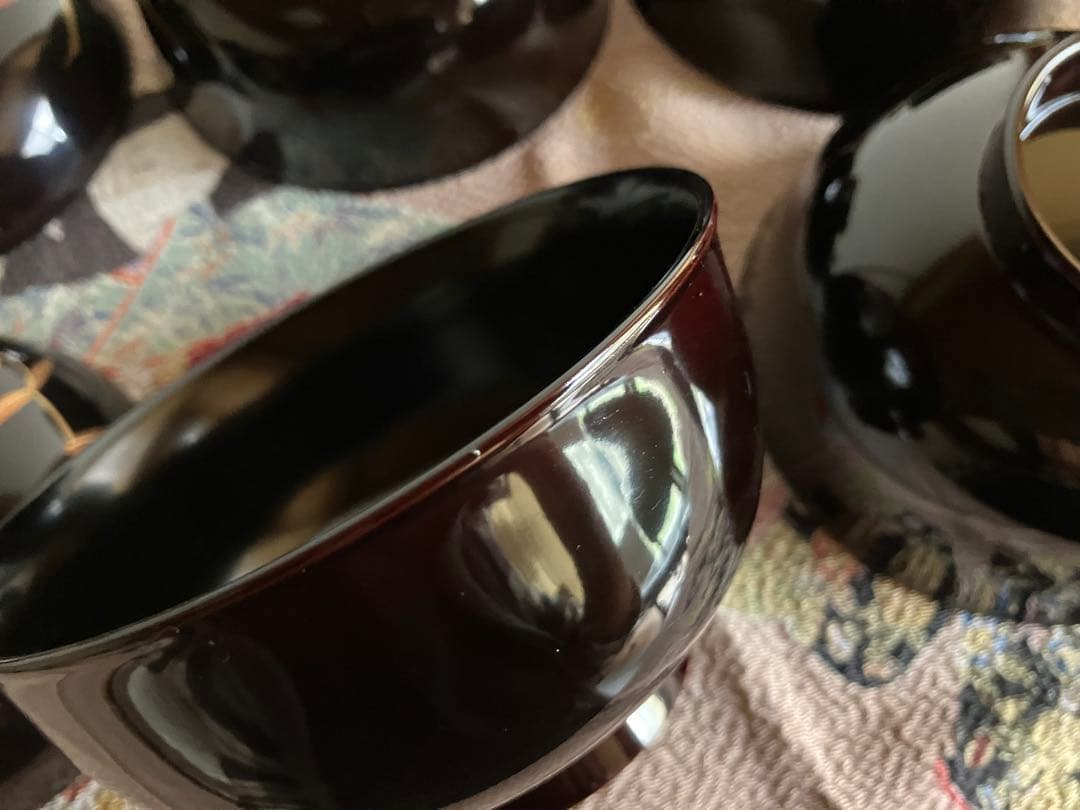 越前塗　越前漆器　蓋付椀　吸物椀　雑煮椀　10客　金蒔絵　木合