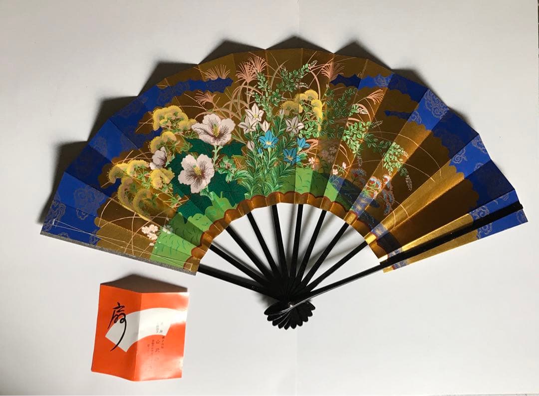 飾り扇①　京扇子　扇子立て付き　山武扇舗　花柄　桜　芒