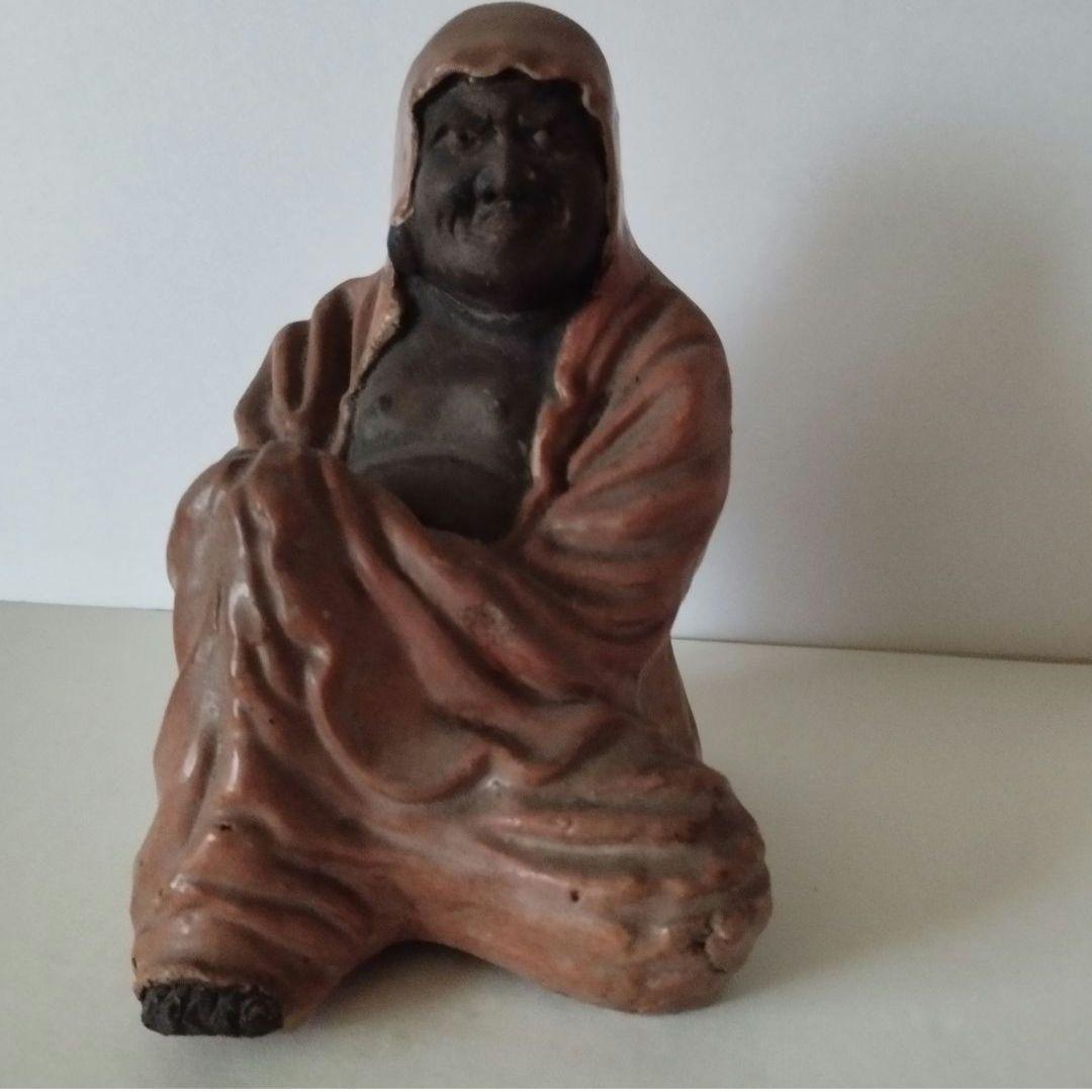 神社蔵出し 達磨 達磨坐像 在銘 時代物　高橋道八　仁阿弥道八／達磨　在銘