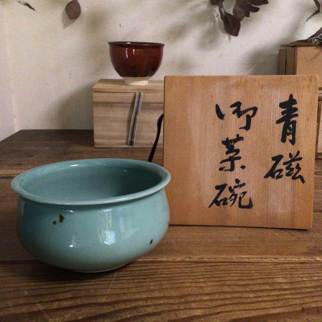 No5724 茶碗6点　共箱　合箱　茶道具　抹茶碗　青磁　灰釉　古美術　送料無料