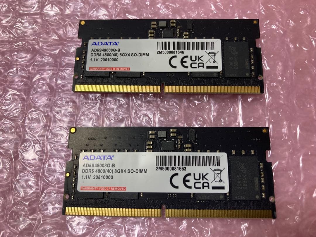 ADATA 8GB×2枚 DDR5-4800 計16GB SODIMM