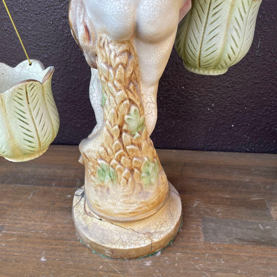 陶器製 天使の像と装飾柱 セット