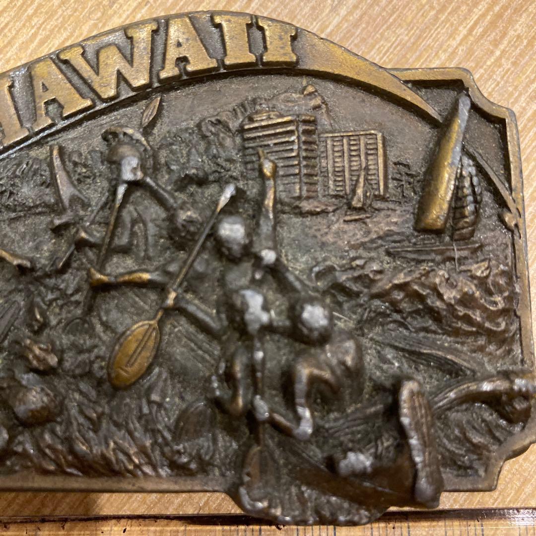 Hawaii サーフィン 彫刻 金属製 ベルトバックル