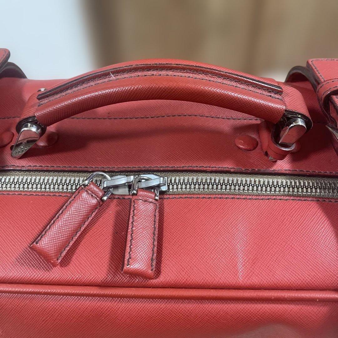 PRADA プラダ　サフィアーノ　ソフトトランク　トラベルバッグ　レッド　レザー