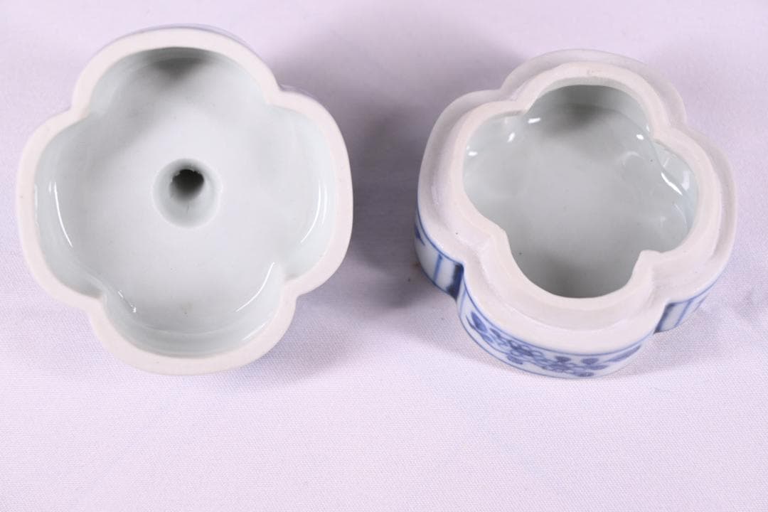 真作保証 表千家 即中斎 筆付 矢口永寿 作 染付 木瓜形 子 香合 茶道具