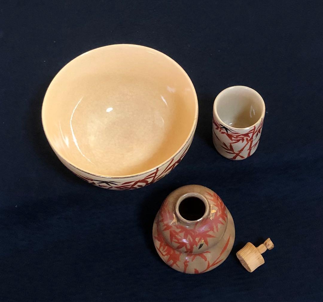 《R》黒柿合塗 爪朱 茶箱 お茶道具7点 仕覆 元箱　260218け4
