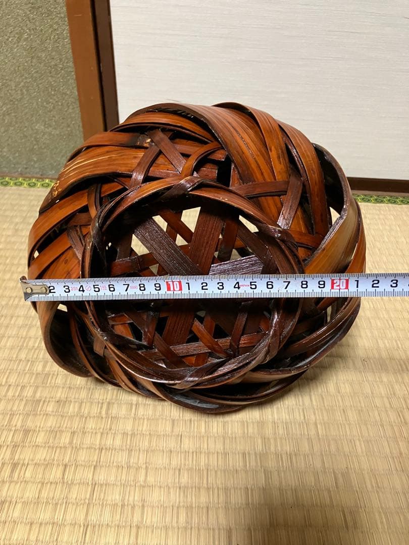 日本竹芸　竹かご　花瓶　編み込花籠 ※筒無し