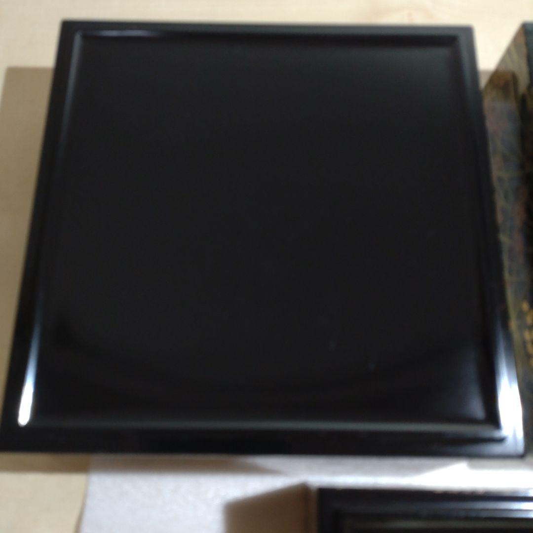 稲穂模様 5.0 三段重　黒内朱 みのり