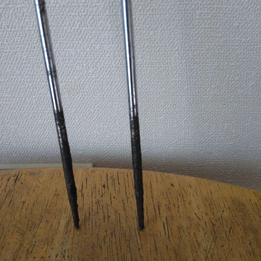 昭和時代の鉄瓶・五徳・火箸の３点セット 錆びあり