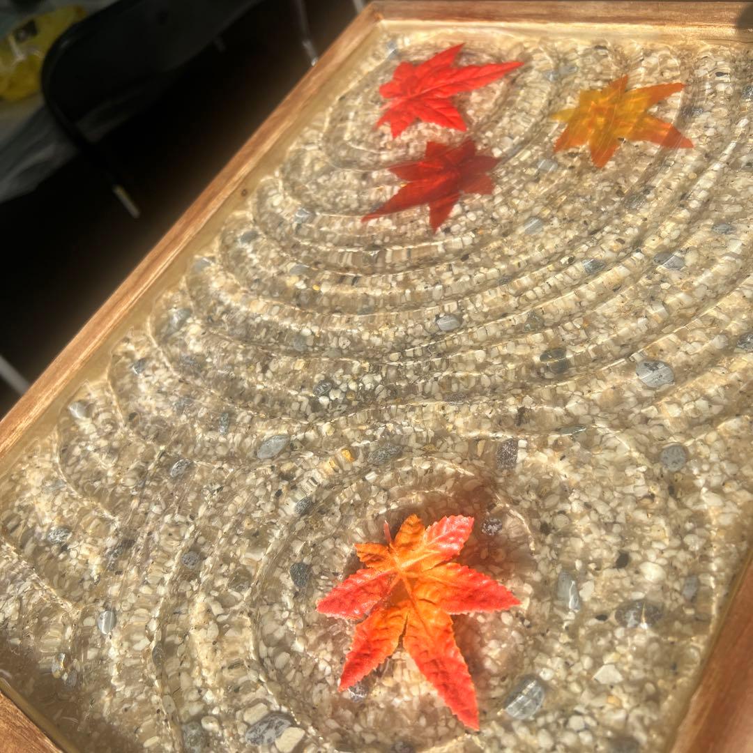 【レジンアート】波紋アート／A3size／水紋／紅葉／もみじ／壁掛け可能
