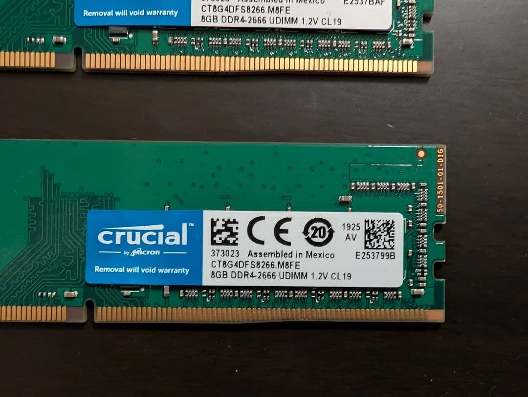 Crucial 8GB DDR4-2666 メモリー UDIMM×2枚
