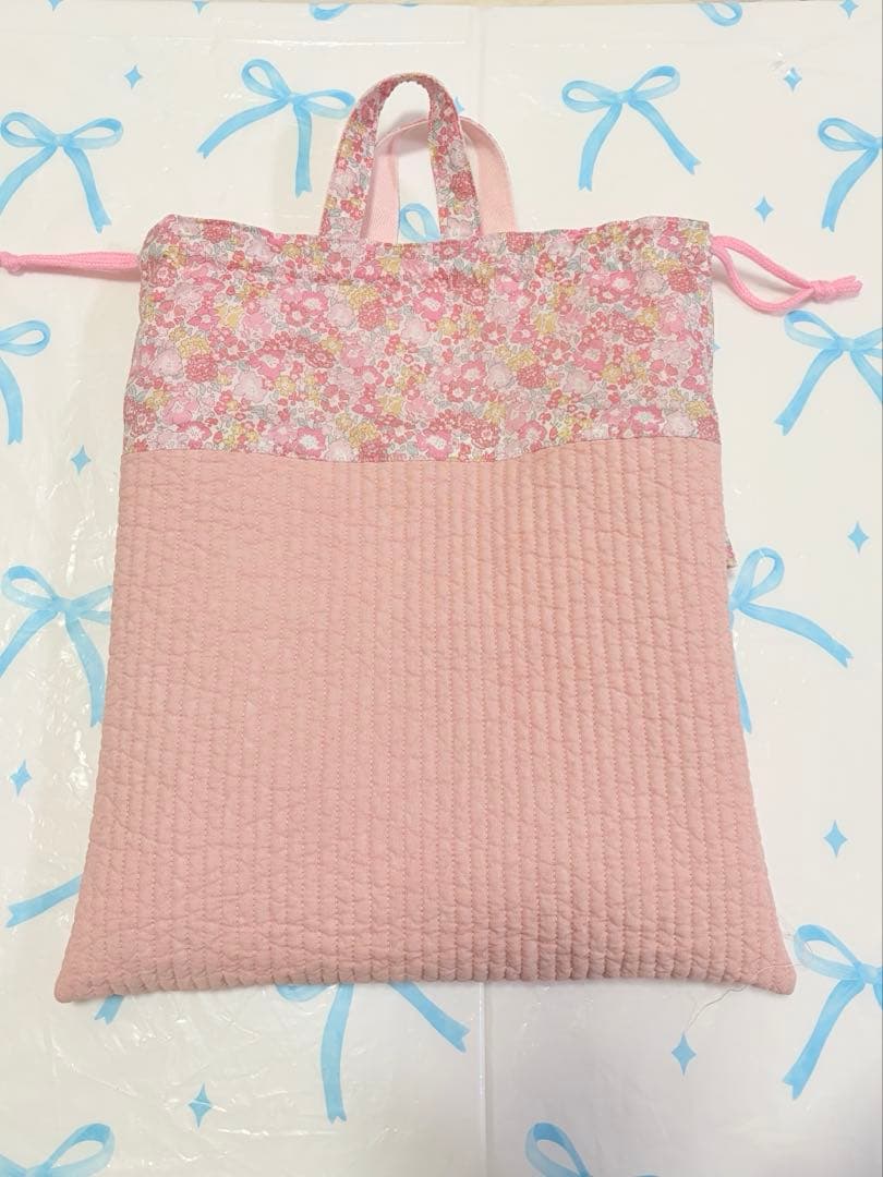 リバティ　キラキラミシェル×ヌビ　レッスンバッグ上履き入れ体操服袋ハンドメイド