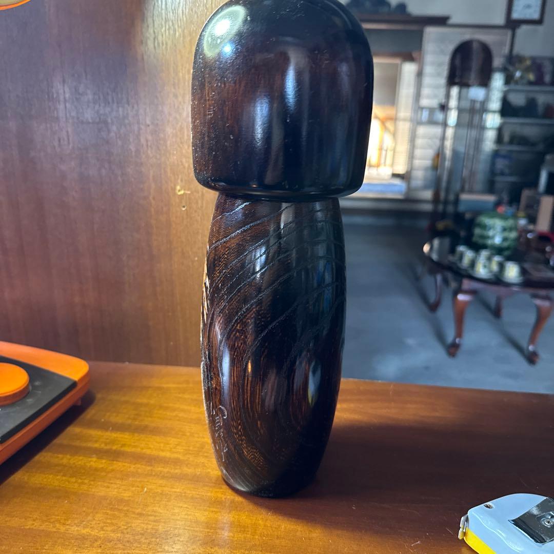 大型 卯三郎のこけし 創作こけし 穀物柄 ダークブラウン