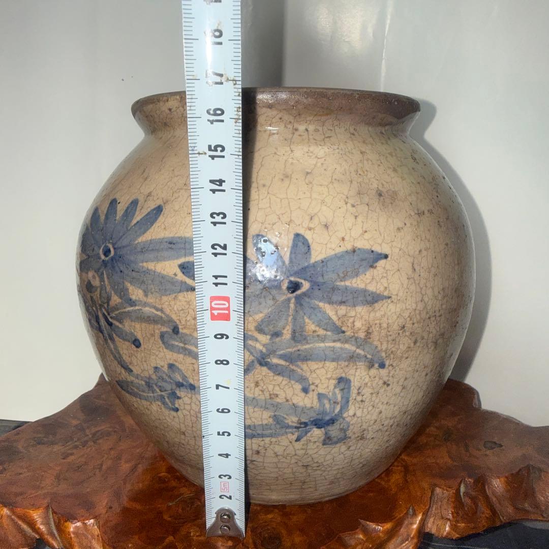 朝鮮美術李朝青花、の陶器の壺