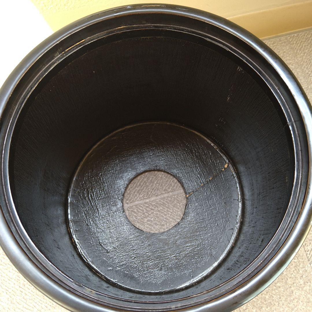 骨董 火鉢 螺鈿 花模様 木製 漆器 内側銅器 花入 鉢カバー 貝細工