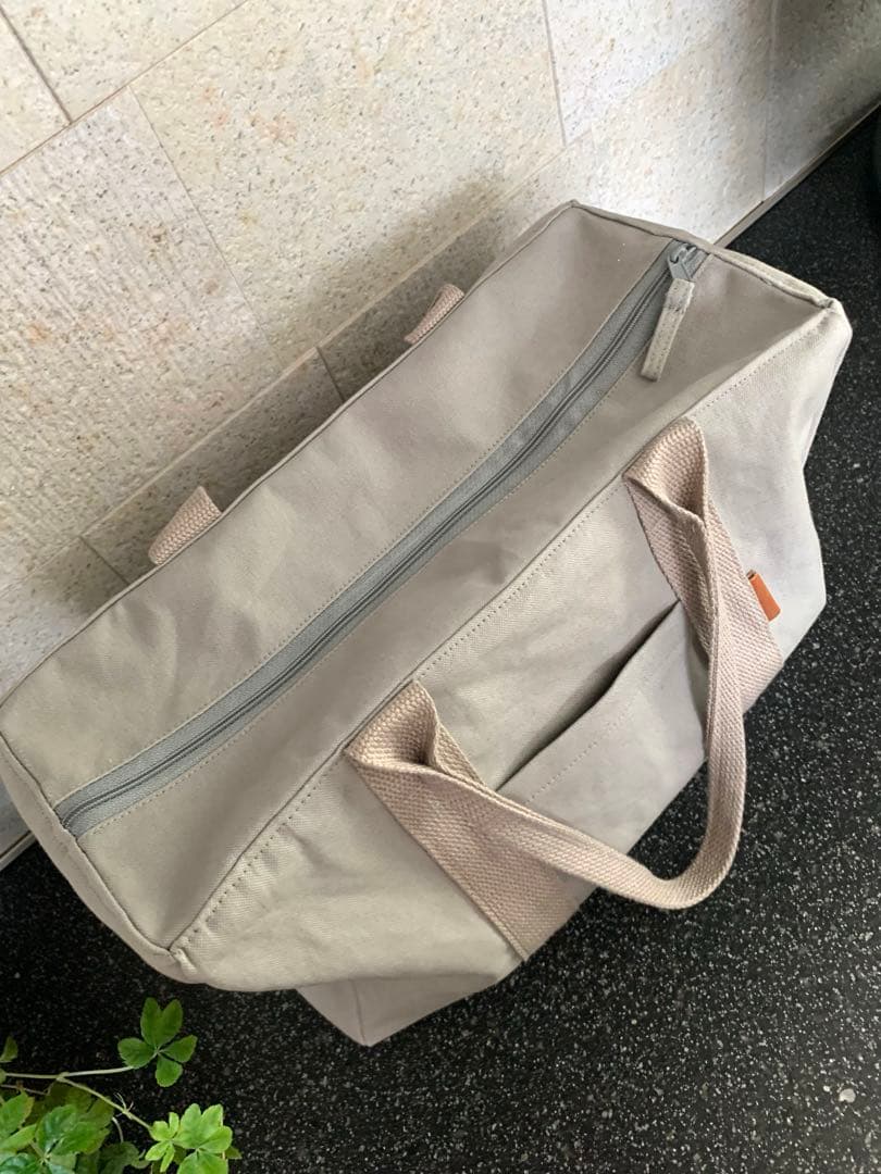 純白3つ仕切りトートバッグ　ハンドメイド　倉敷帆布　仕切り　unicoco