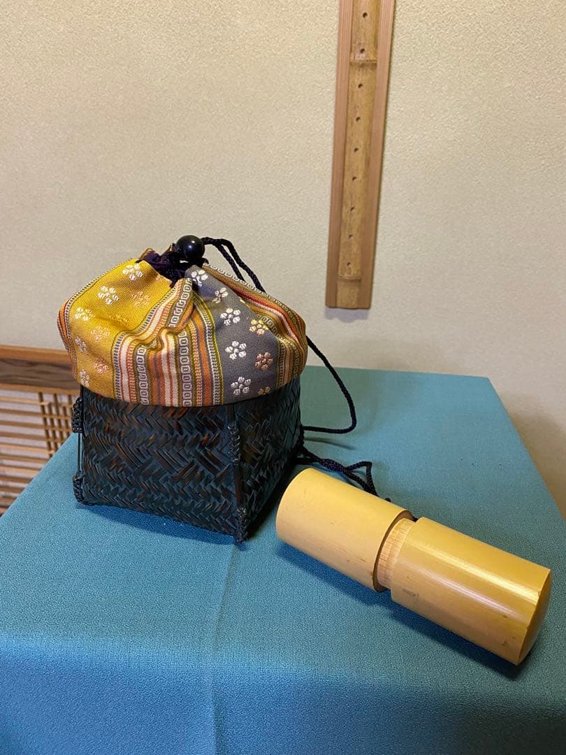 茶道具/御幸籠セット 巾着籠 薩摩間道