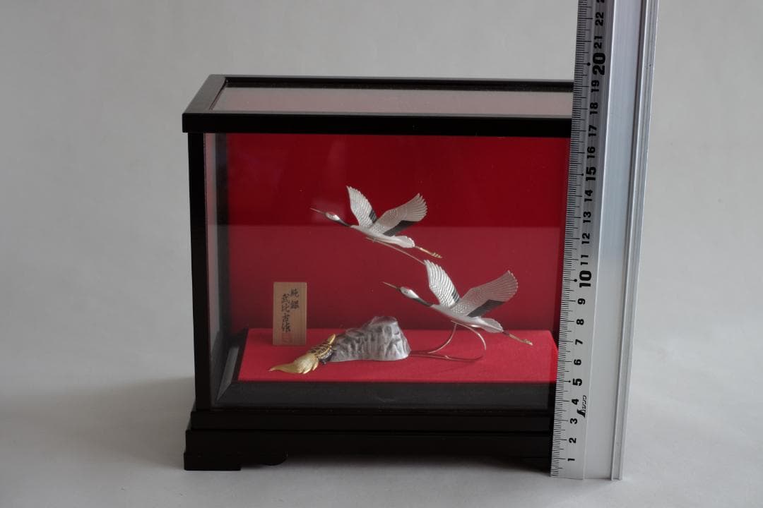 武比古作 純銀 鶴亀 置物 シルバー 鶴2羽 工芸品 鶴と亀
