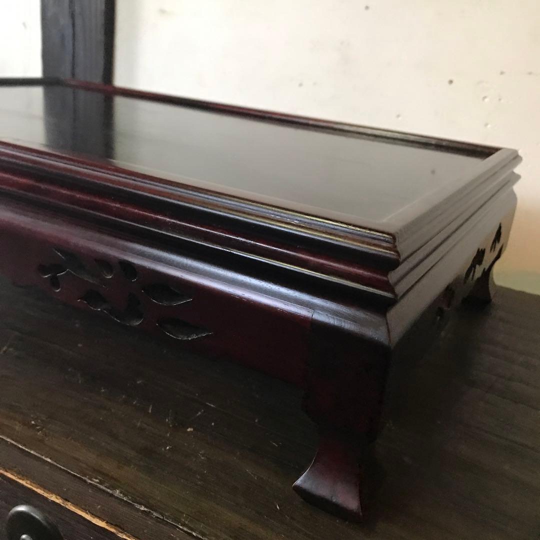 美品　工芸品　木製　花林　花台　飾り台　置物　透かし彫り　重厚な作り　幅54