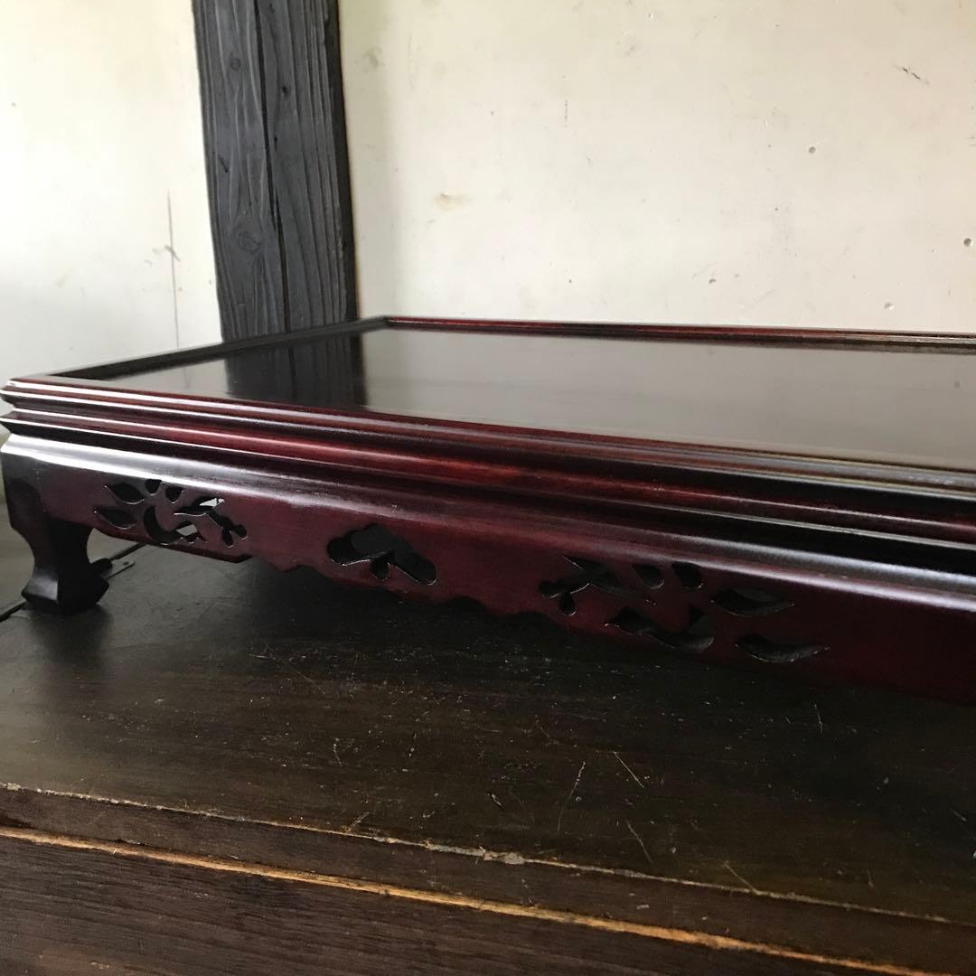 美品　工芸品　木製　花林　花台　飾り台　置物　透かし彫り　重厚な作り　幅54