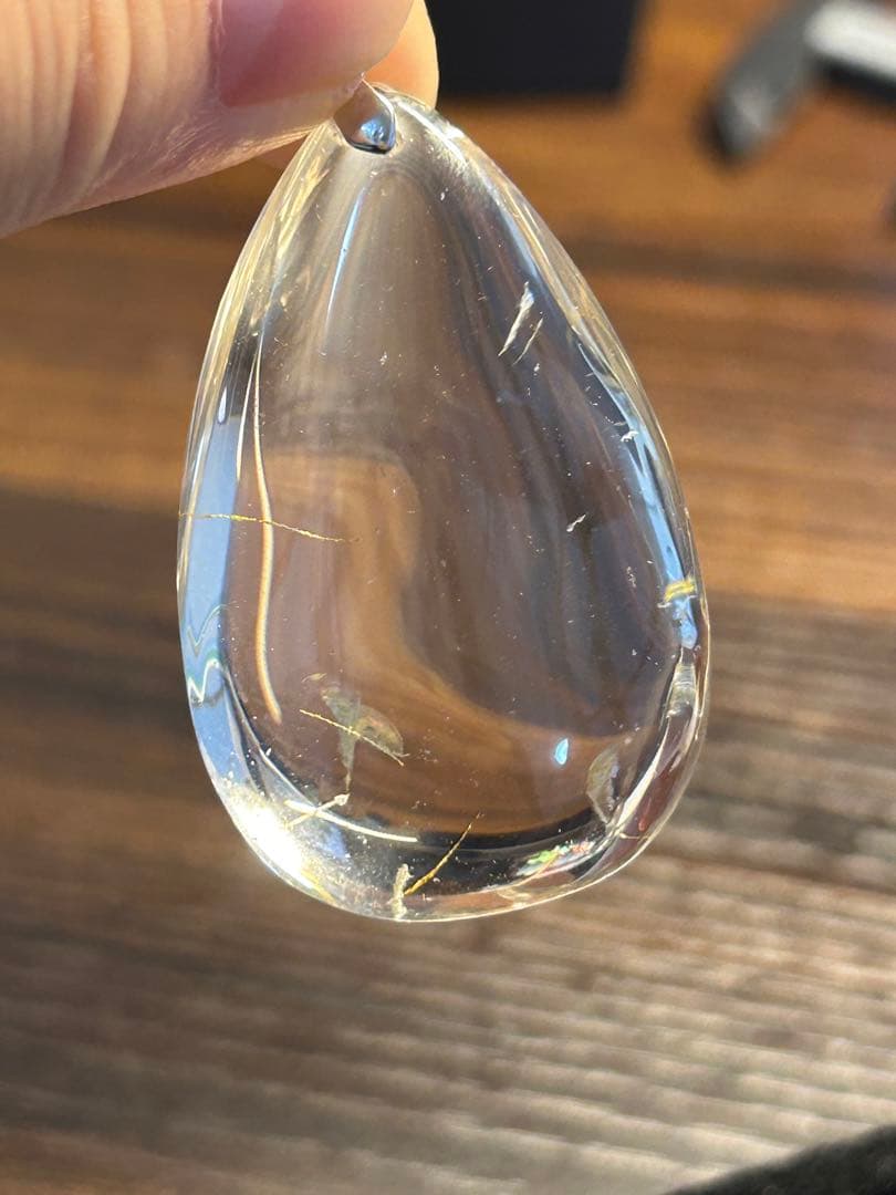 【パンダの工房】天然石ゴールデンルチルネックレストップ大玉しずくペンダント