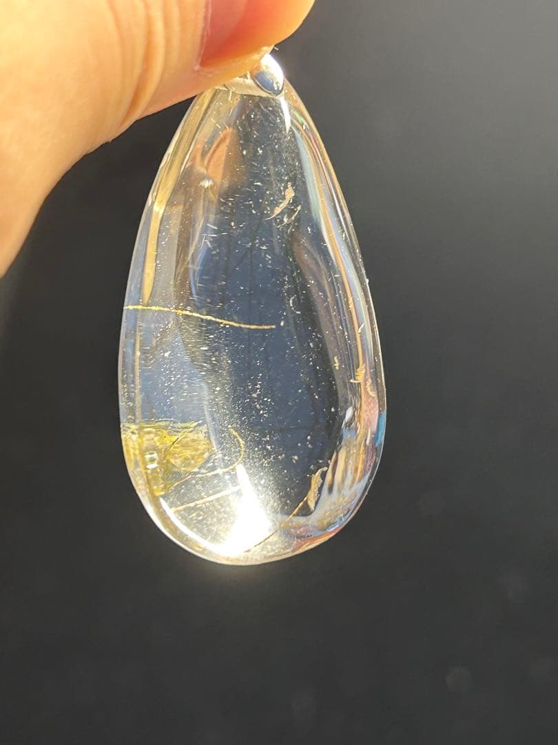 【パンダの工房】天然石ゴールデンルチルネックレストップ大玉しずくペンダント