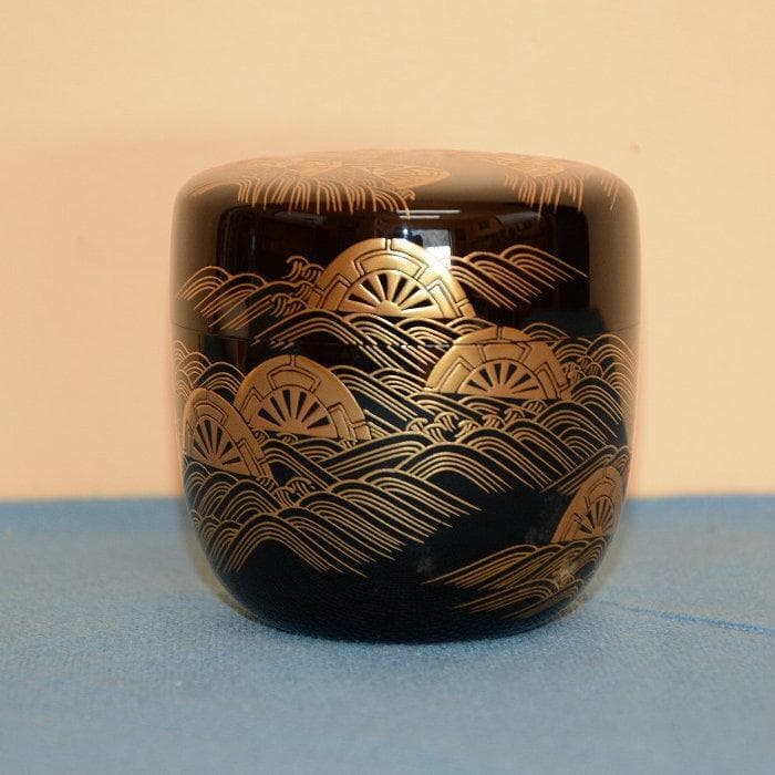 茶道具　大棗　内銀　美品　輪島塗　波車蒔絵　古物　送料込み