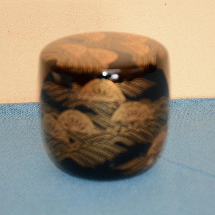 茶道具　大棗　内銀　美品　輪島塗　波車蒔絵　古物　送料込み