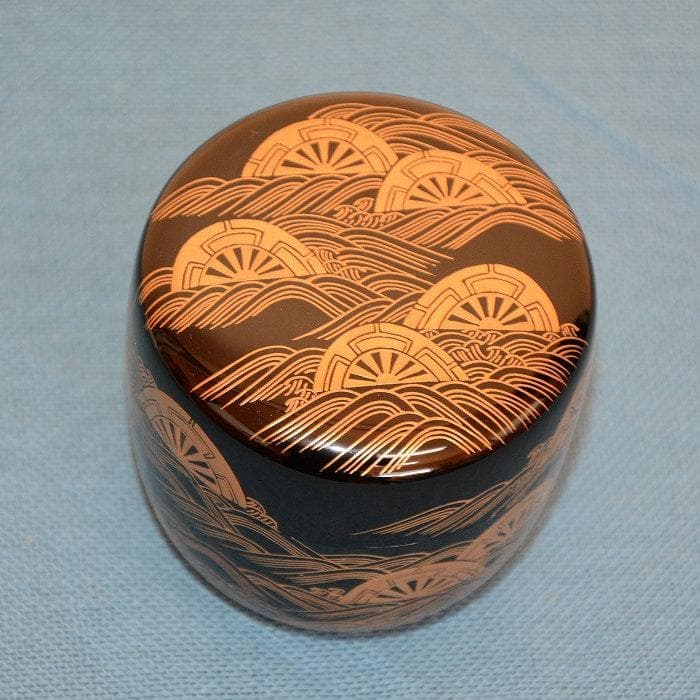 茶道具　大棗　内銀　美品　輪島塗　波車蒔絵　古物　送料込み