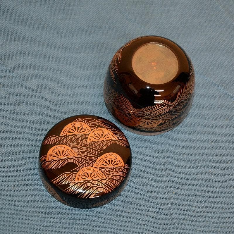 茶道具　大棗　内銀　美品　輪島塗　波車蒔絵　古物　送料込み