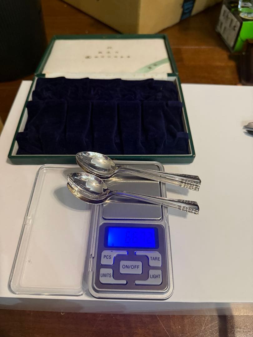 銀製スプーンと銀製結び楊枝のセット 未使用品