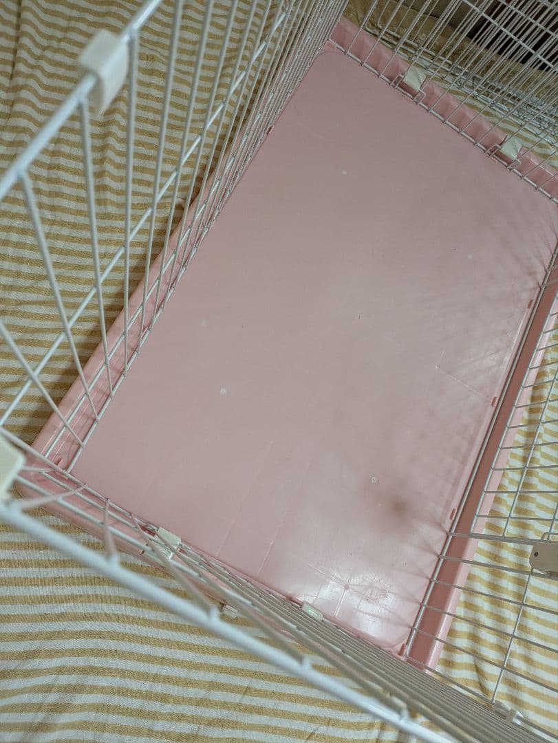 美品　可愛い　キャットゲージ　ピンク　１段２段2way ペットゲージ