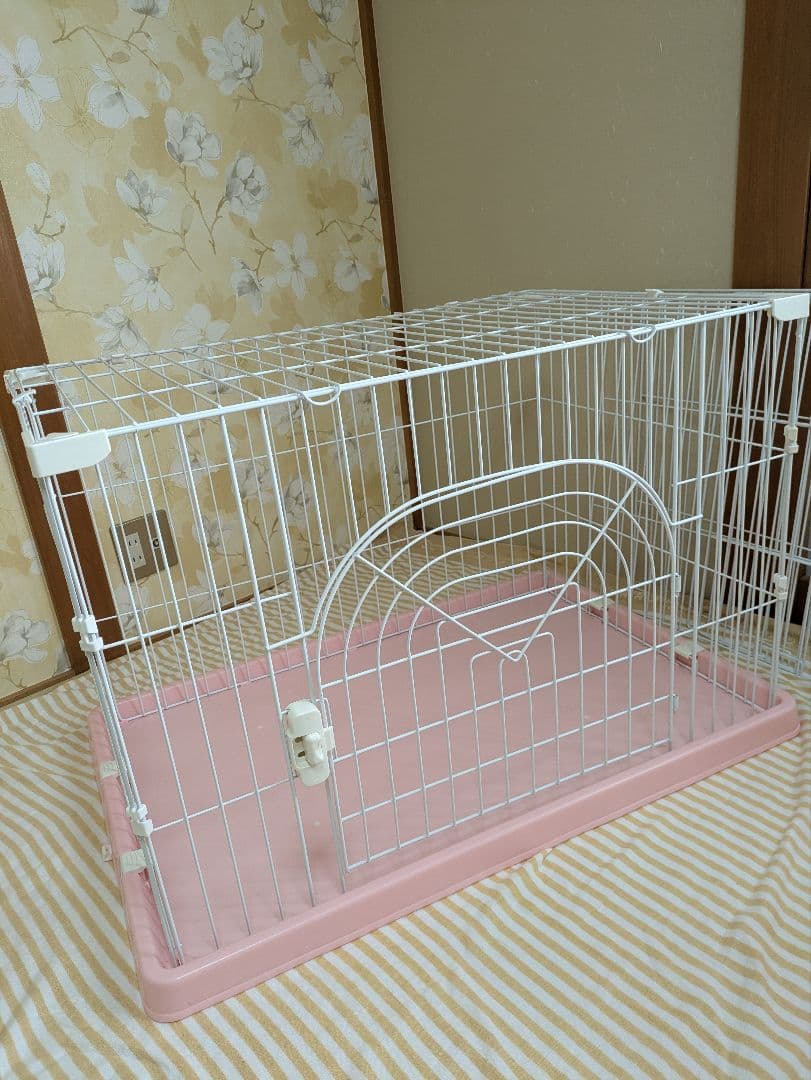 美品　可愛い　キャットゲージ　ピンク　１段２段2way ペットゲージ