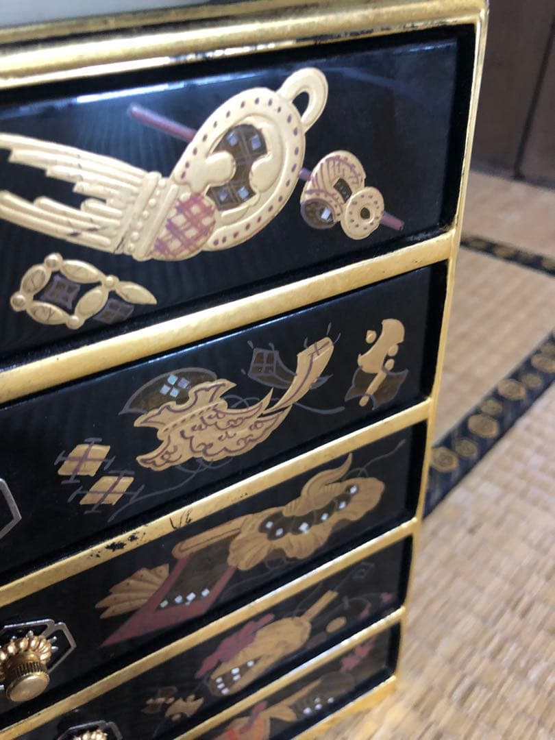 時代物の豪華宝蒔絵小引き出し 検古道具大名道具蒔絵箱小物入れ