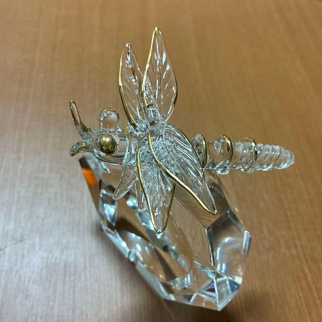 【新品同様】クリスタル灰皿とトンボ2個セット　ガラス細工　透明　喫煙者
