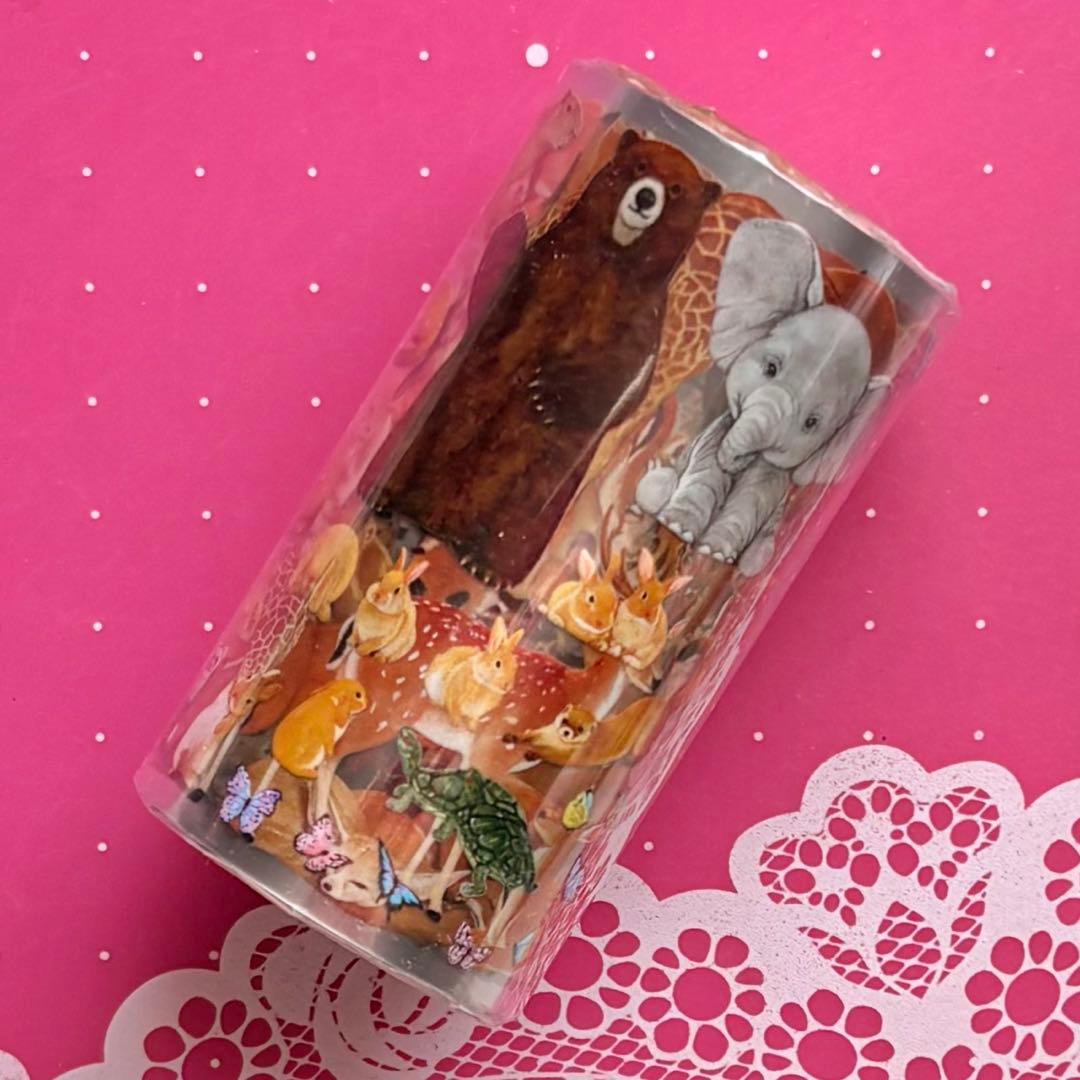 PET 森林动物 7cm×5m 海外マスキングテープ キリン シカ