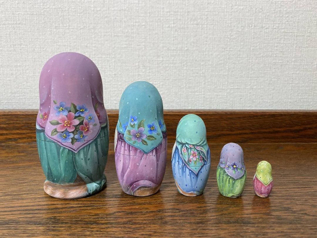 ひな祭りセール♪ロシア雑貨☆ネコマトリョーシカ『蝶々Butterfly』リダ工房