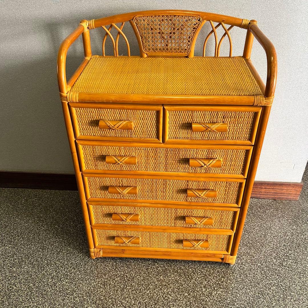 【美品】ラタンチェストキャビネット