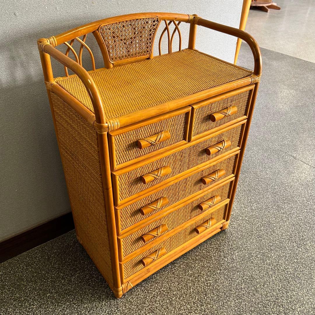 【美品】ラタンチェストキャビネット