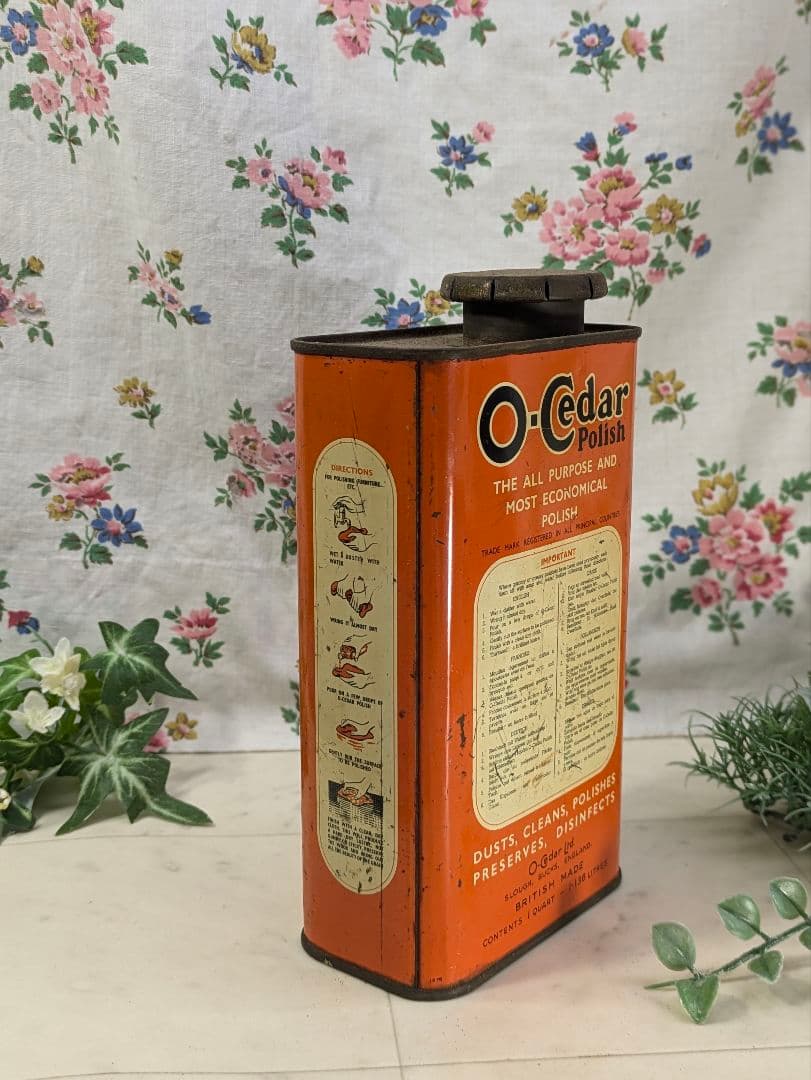 希少 イギリス アンティーク O-Cedar ポリッシュの缶