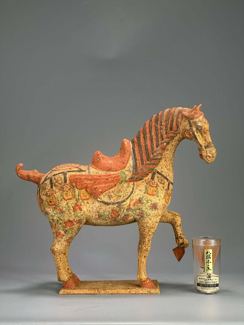 UM14 中国美術　銅製　馬像置物　仿漢陶器銅馬像　時代物　唐物