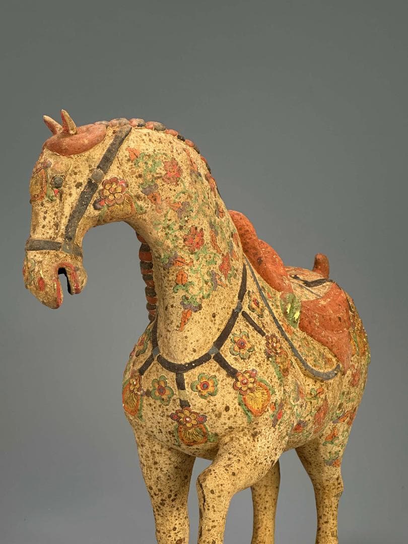UM14 中国美術　銅製　馬像置物　仿漢陶器銅馬像　時代物　唐物