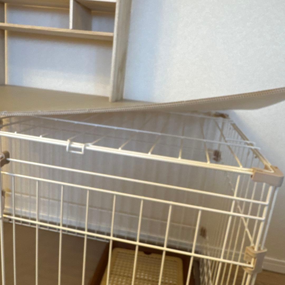 【引き取り限定】犬用ケージ 上部収納棚付き 給水器 トイレトレー付き