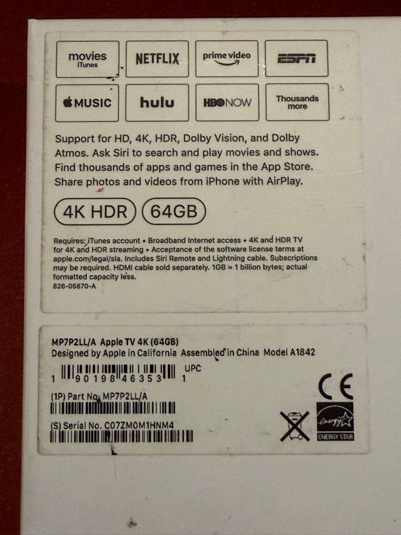 【ほぼ新品】AppleTV 4K HDR (64GB)