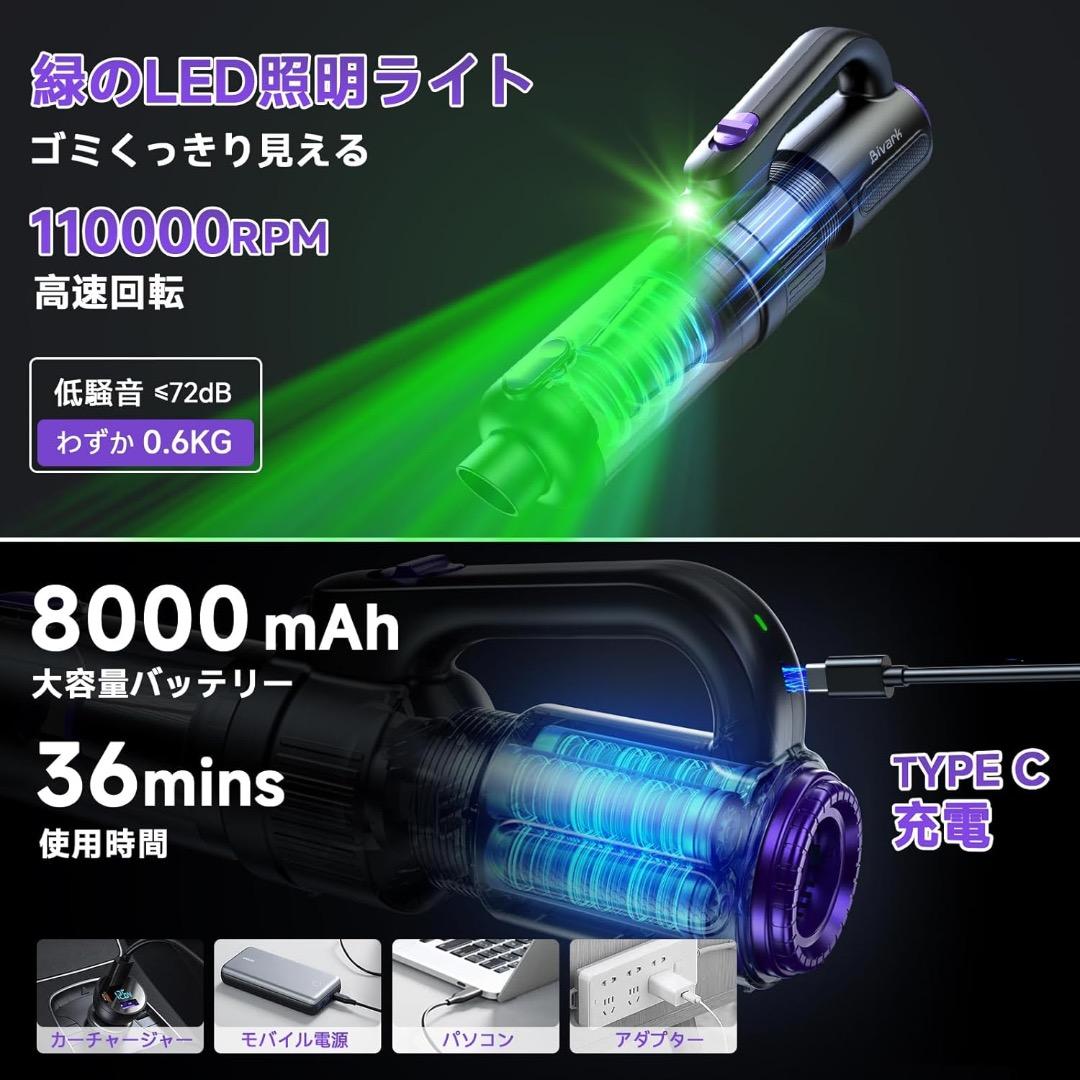 ✨28000pa強吸引✨コードレス掃除 0.6kg超軽量 36分稼働 LED布団