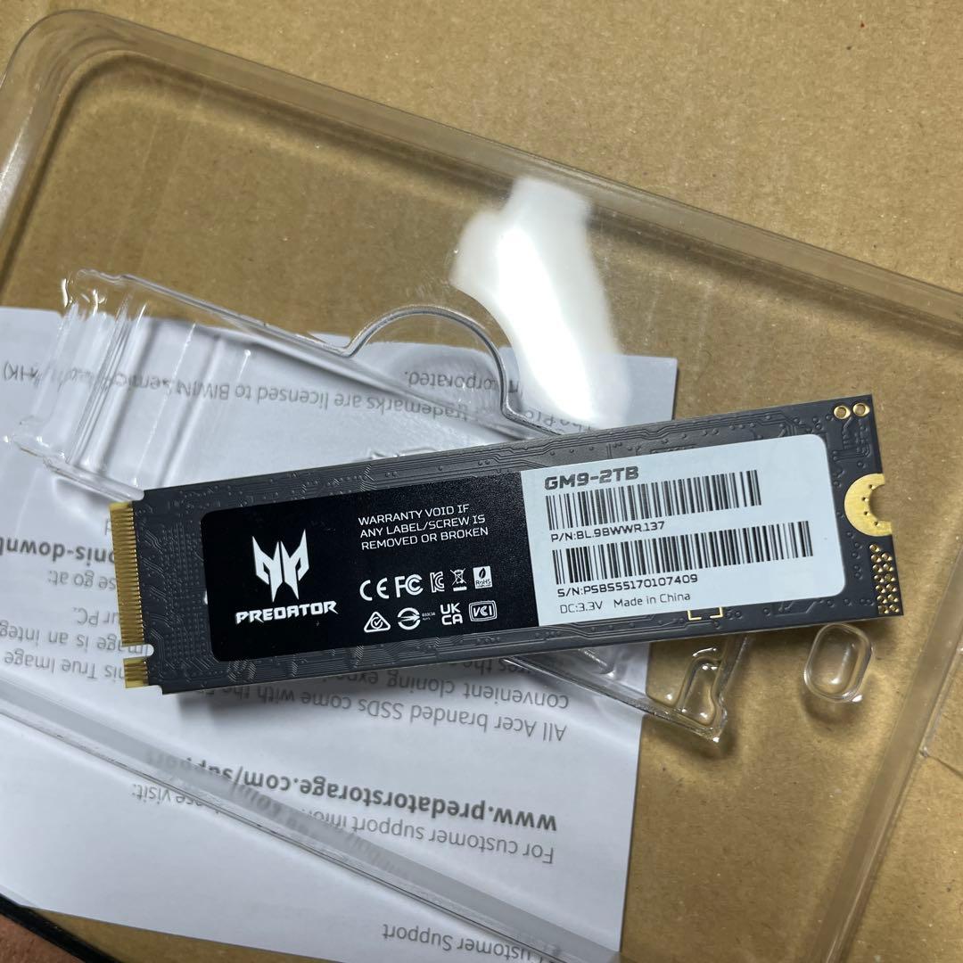 内蔵型SSD Acer Predator Gen5 M.2 SSD 2TB GM9