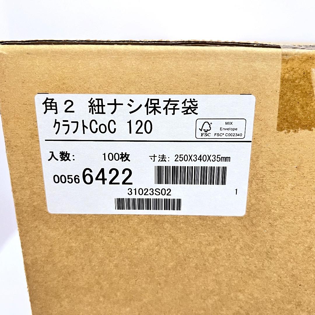 マチ付き封筒 角形2号 保存袋 100枚入り 250 X 340 X 35㎜
