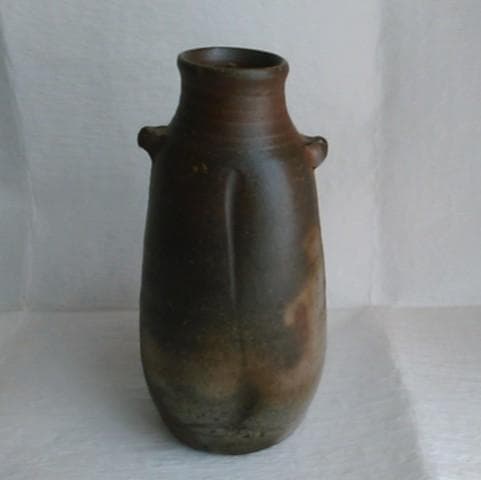 茶道具　耳付き花入　備前焼　松園窯　加藤逸郎