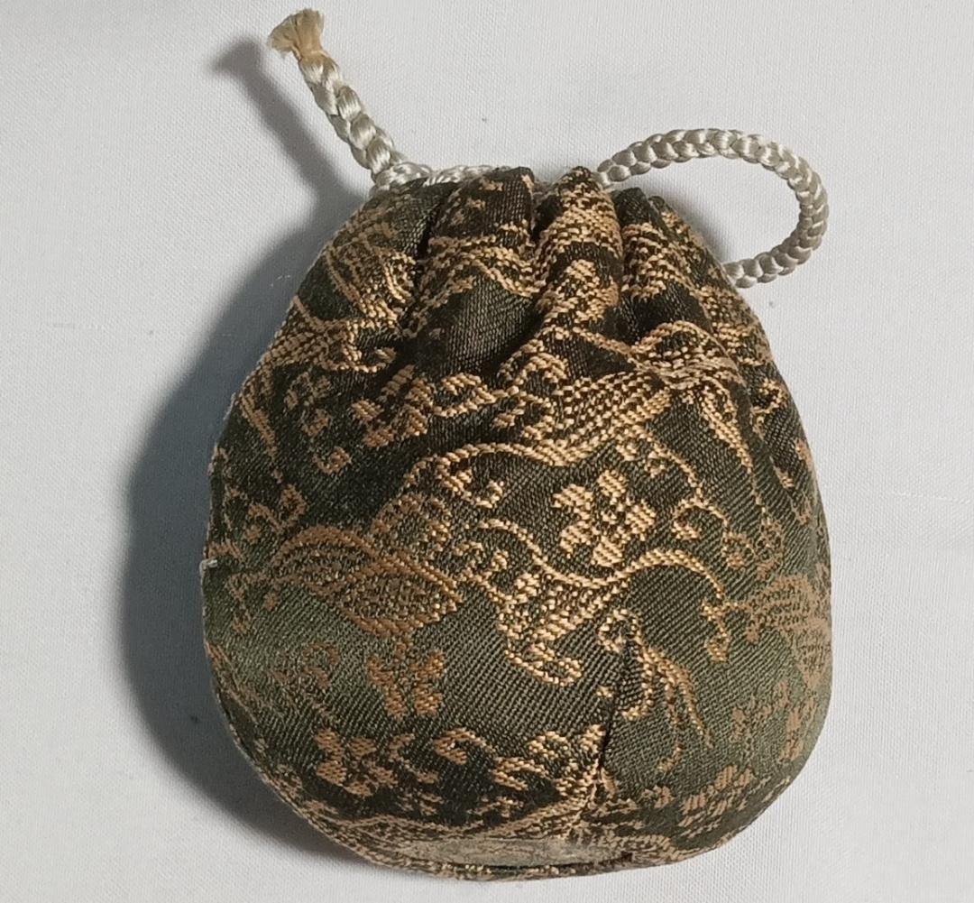 茶道具　遠州七窯膳所焼　岩崎新定作　膳所焼丸壺茶入　仕覆付き　美品！！