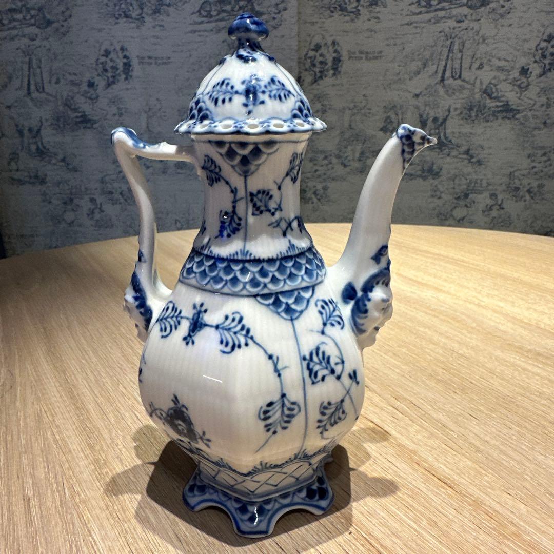 コペンハーゲン ブルーフルーティッド フルレース 顔付 コーヒー ポット